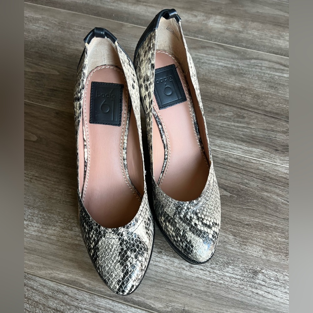 Bacio 61 Super High sexy wedge platform snake skin print 7.5 excellent condition - Picture 12 of 12